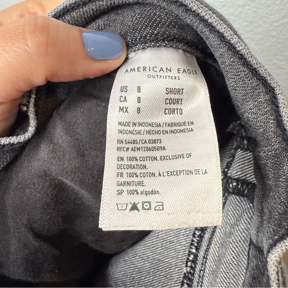 American Eagle Gray Wash Women’s Baggy High Rise Jeans Sz 8 Short - Picture 7 of 11
